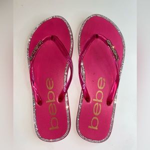 pink bebe foot flops